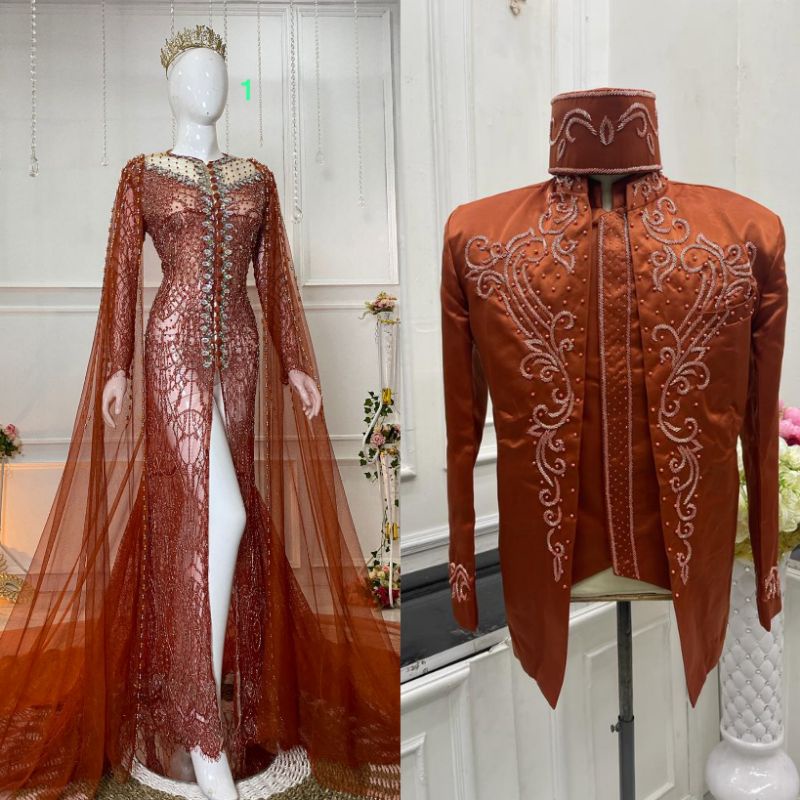 COUPLE KEBAYA PRANCISAN MODERN//KEBAYA MODEL TERBARU FULL PAYET //KEBAYA AKAD MEWAH