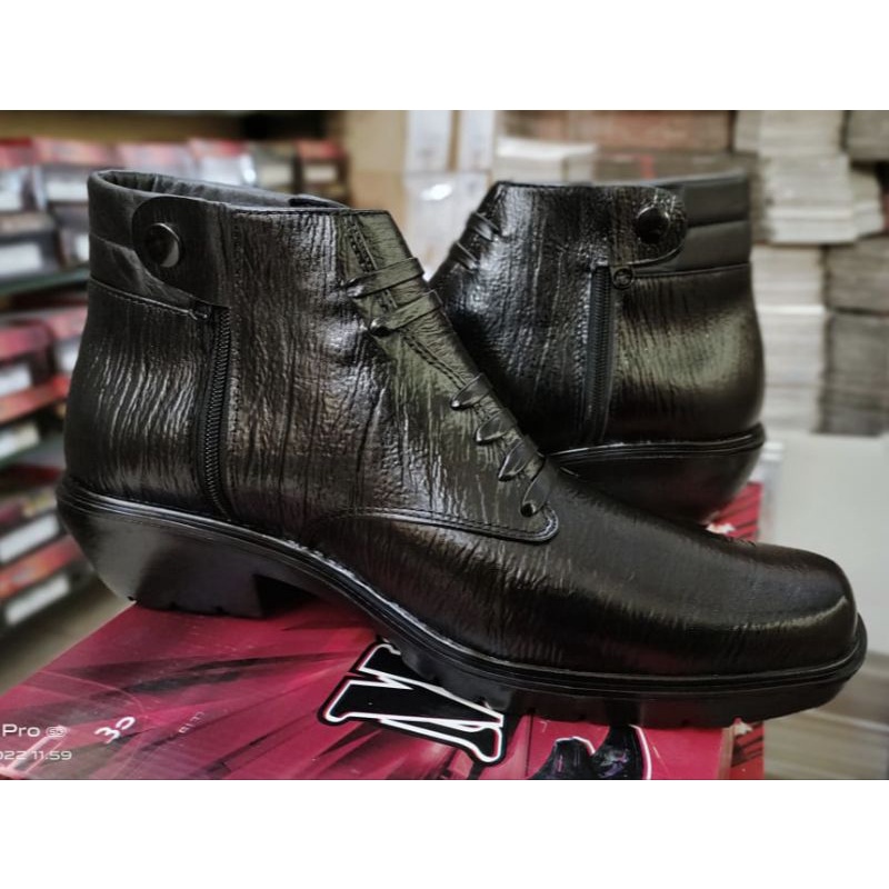 SEPATU KULIT PRIA PDH BOOTS MOTIF/KOMBINASI POLRI/TNI/SECURITY/KERJA/DINAS/KANTOR/PNS/ASN