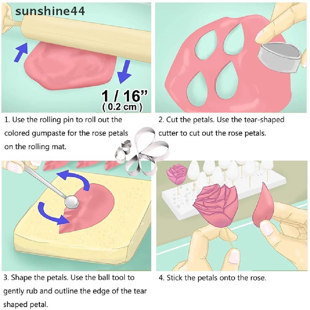 Sunshine 7PCS Cetakan Kue Mousse Bentuk Bunga / Hati Bahan Stainless Steel