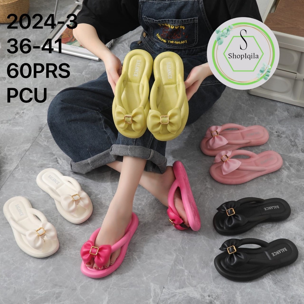 Sandal Jepit pita Wanita dewasa Import Balance 2024 (36-41) sandal jelly anti slip Full Jelly Empuk Elastis Motif Pita Balance