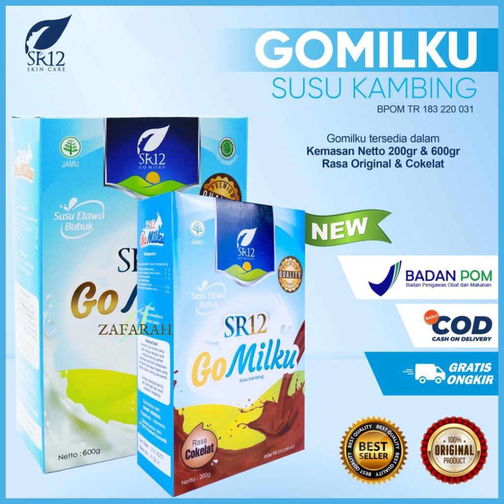 TERLARIS Susu Gomilku Susu Kambing Etawa Bubuk SR12 / Penggemuk Badan Pelancar Asi Tinggi Kalsium 600 Gram