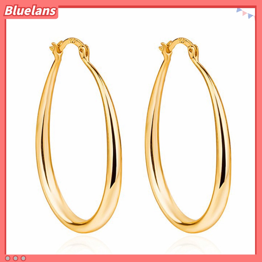 Bluelans Women Simple Fashion Oval Type Hoop Alloy Earrings Ear Loop Piercing Jewelry