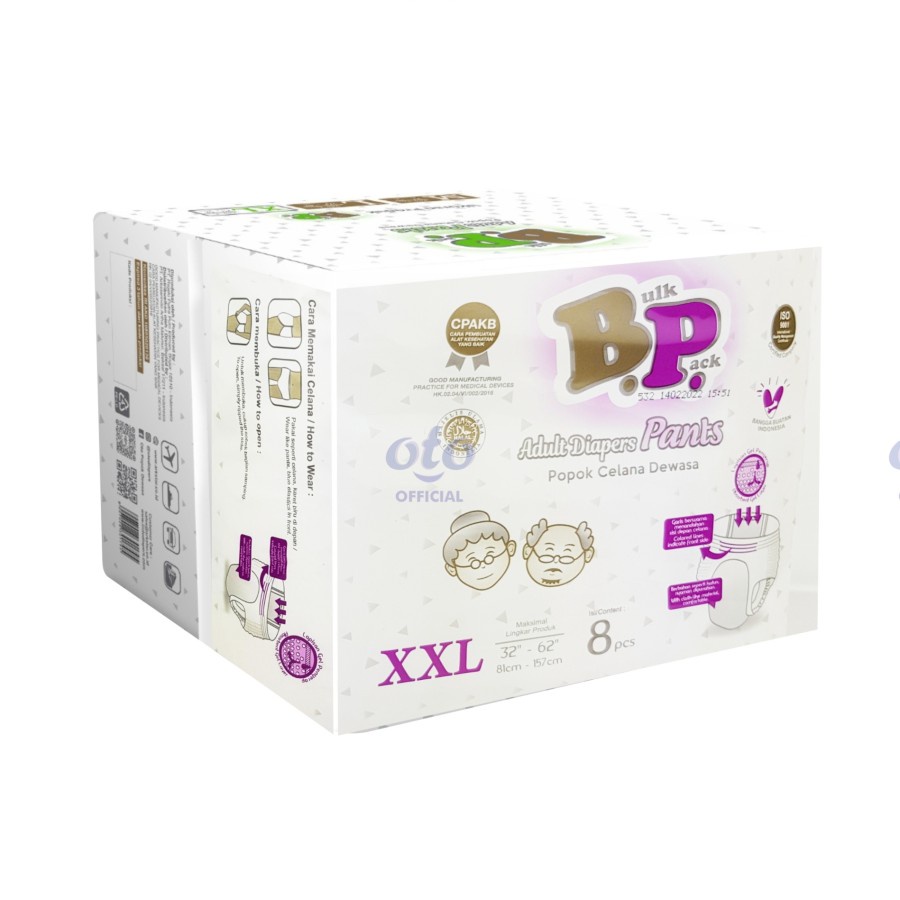 BP Pants Adult Diapers / Popok Dewasa CELANA Size XXL isi 8 MURAH