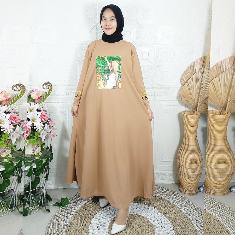 PRDA LONG DRESS WANITA BERHIJAB CANTIK MODERN OVERSIZE GAMIS JUMBO PEREMPUAN GL FASHION