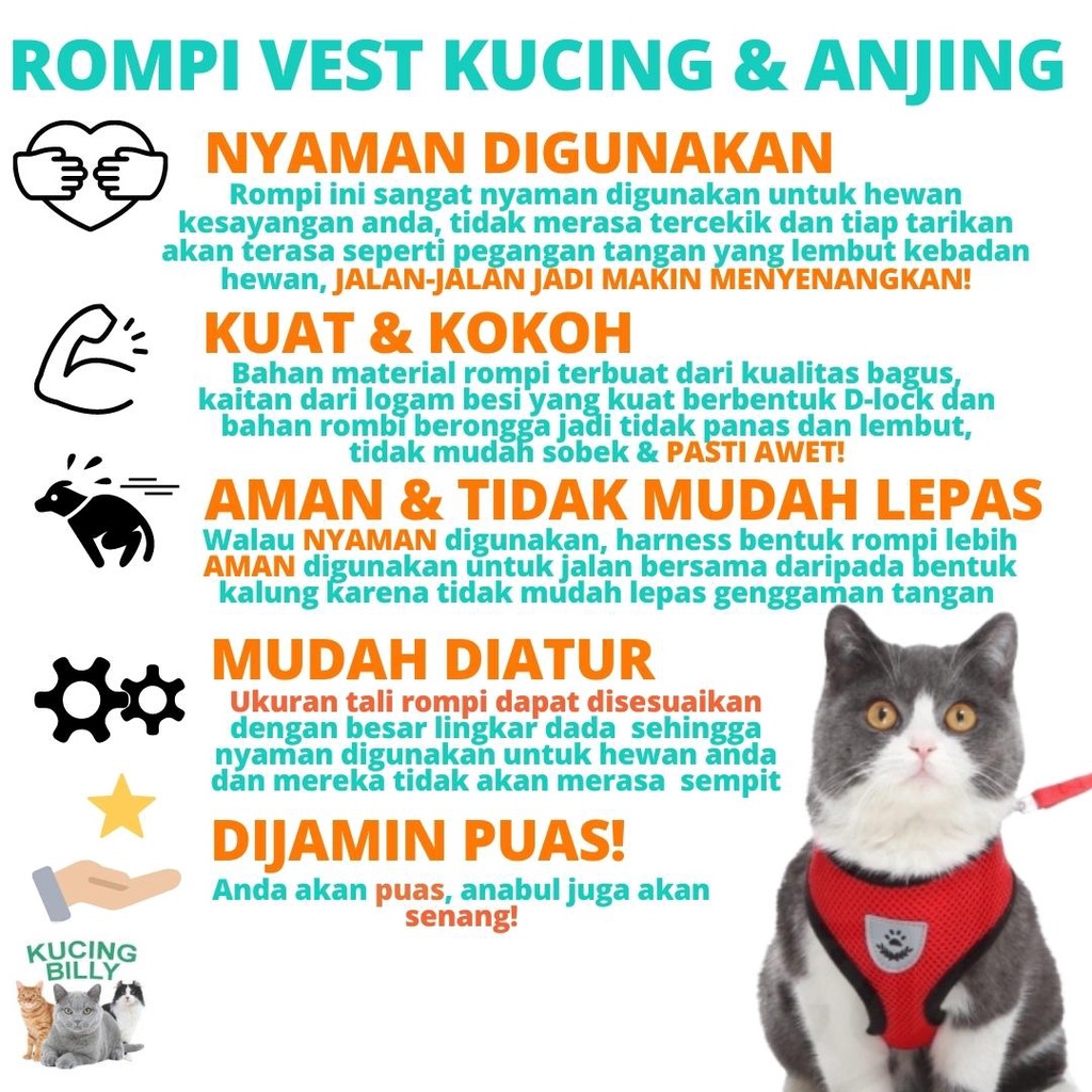 VEST ROMPI HARNESS KUCING ANJING