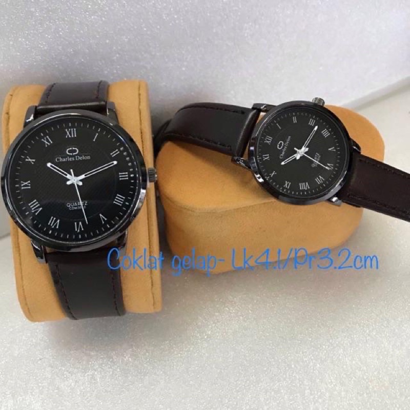 jam tangan couple charles delon kulit tipis original anti air