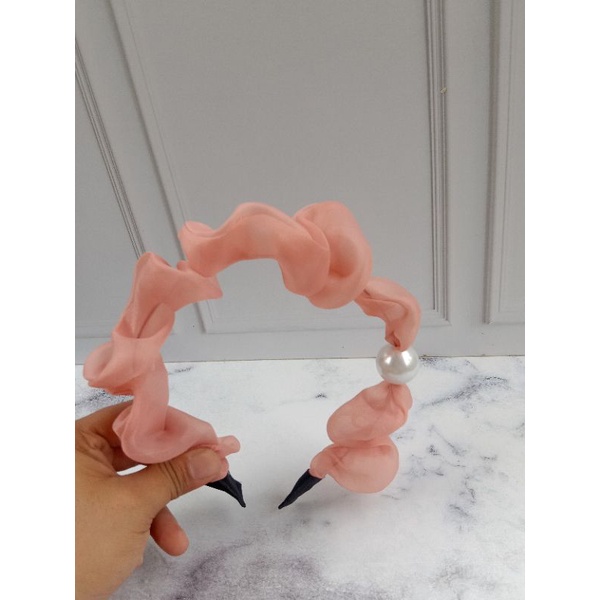 bando korea scrunchie  bandana kerut fashion wanita mutiara
