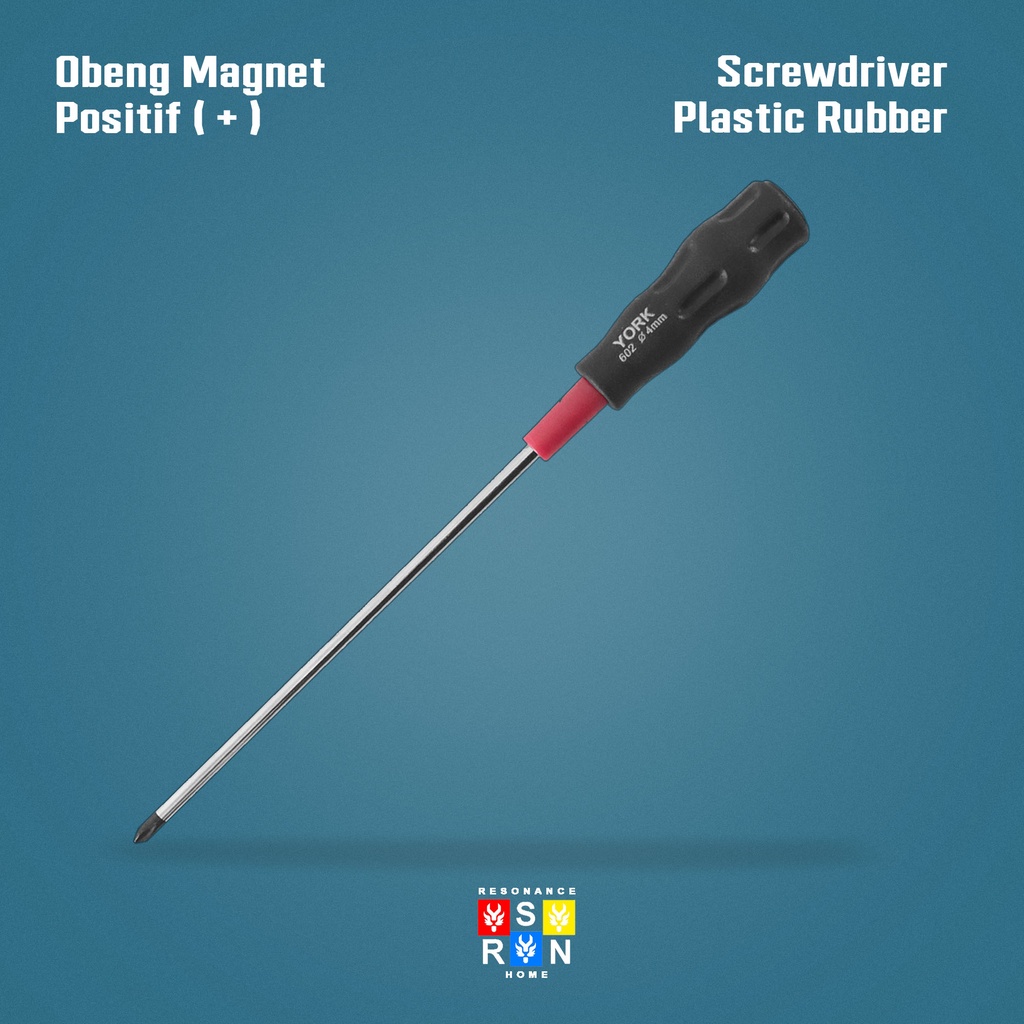 Obeng Magnet Gagang Plastik 6 Inch / Screwdriver York Plus (+) Resonance Home