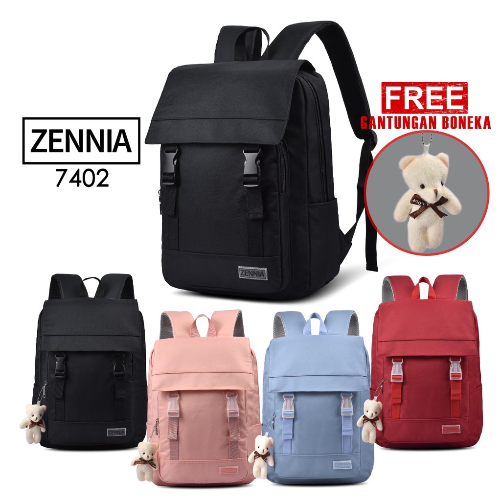 Tas Sekolah Zennia 7402 Tas Ransel Kuliah Wanita Tas Fashion Travelling Tas Perempuan