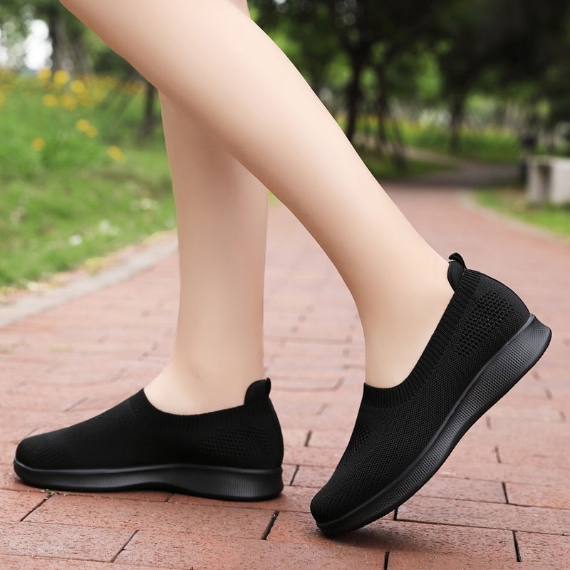 FOKU Sepatu Slip On Wanita Lembut Sepatu Sneakers Wanita Terbaru