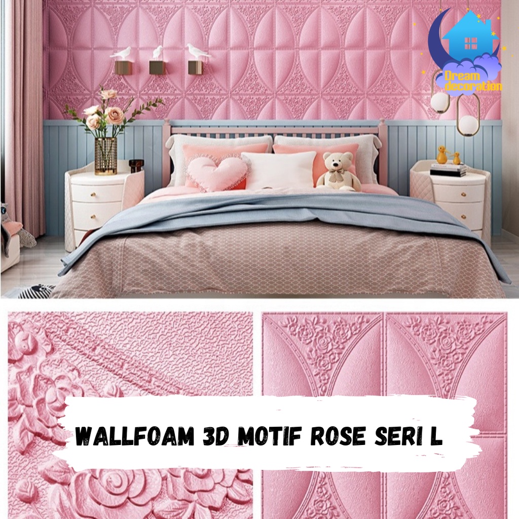DREAMDECORATION-WALLPAPER STICKER DINDING BUNGA MAWAR 3D