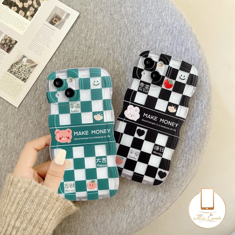 Case Untuk Samsung A14 A04E A04 A03 A04s A12 A13 A32 A52 A22 A30s A51 A53 A03s A23 A02s A31 A20s A21s A50s A33 A11 A52s A50 A20 Couple Checkerboard Bear Rabbit Wavy Edge Soft Cover