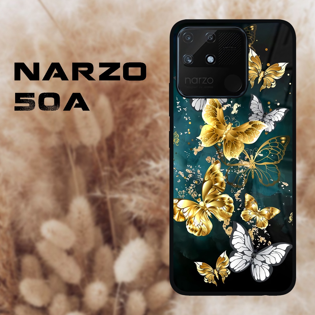 Case Kilau Realme Narzo 50a | Narzo 50A| Casing Hp Realme | Pelindung Smartphone | Motif Butterfly