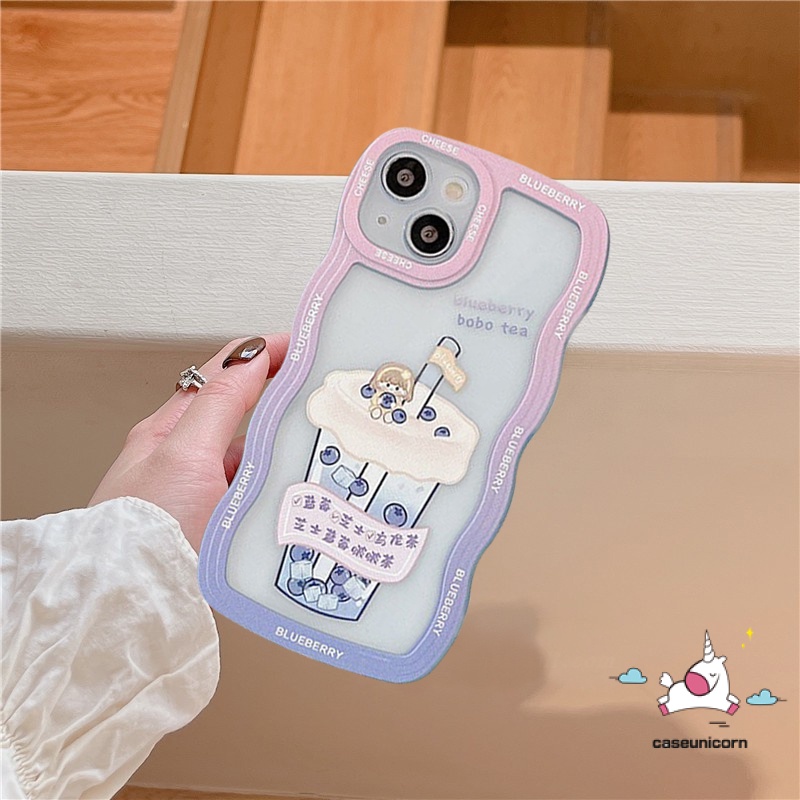 Sweet Case Realme C55 C30 C53 C33 10 8i 8 8pro C12 C21Y C25Y C25 C35 C11 C15 C25s C20 C20A C3 5s 5 5i 6i C20A 9pro 7i C17 C1 Soft TPU Kartun Kreatif Teh Susu Wavy Edge Sarung