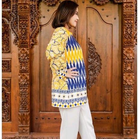 [NL.18Oc22ᴾ] Batik zigzag kuning blouse batik wanita jumbo batik warna kuning baju batik wanita