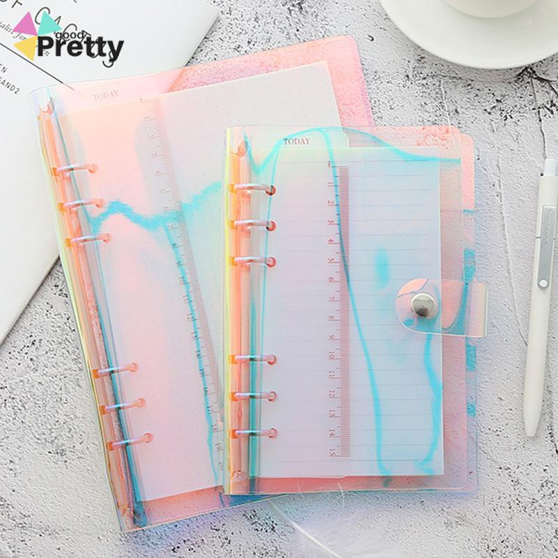 A6/A5 Clear Soft PVC Notebook Binder Cover Planner 6-Ring Loose-Leaf Folder Stationary - PD