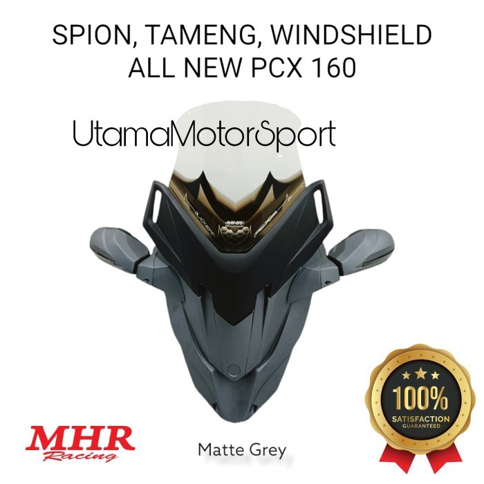 Tameng Windshield pcx-160 new Model FORZA spion windshield MHR RACING - grey doff