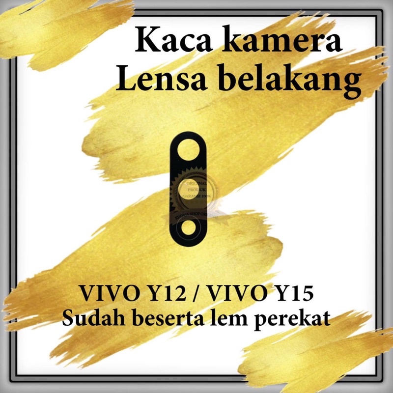 Kaca Lensa Kamera Belakang Vivo Y12 / 2019 / Y15 / Y17 2019 Sudah Sama Lem Black