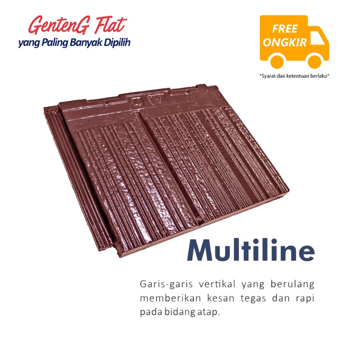 Genteng Atap Beton tipe Multiline Flat Warna Cokelat Coklat Termurah