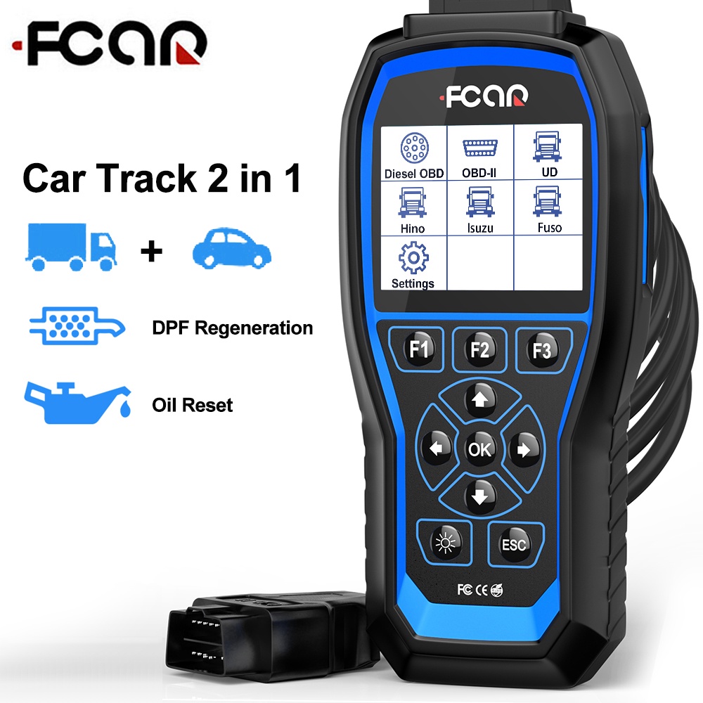 FCAR F506 Pro 12V &amp; 24V 2in1 Heavy Duty Truck Scanner Diesel Truck Scanner OBD2 Scanner Car Diagnostic Tool Full System Diagnostics With DPF Regeneration And Oil Reset