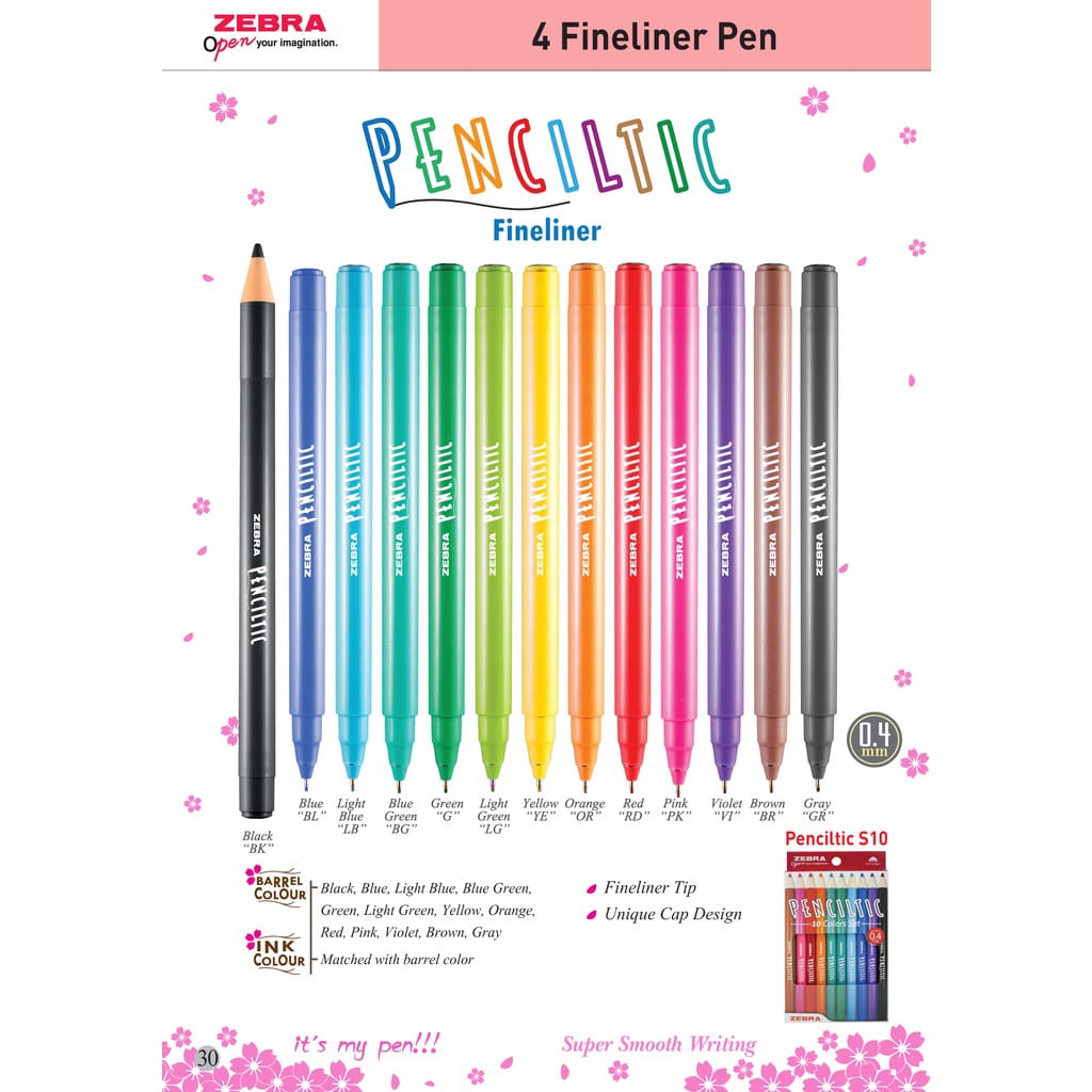 

Pulpen Warna Zebra Penciltic 0.4 mm Fineliner (Satuan)
