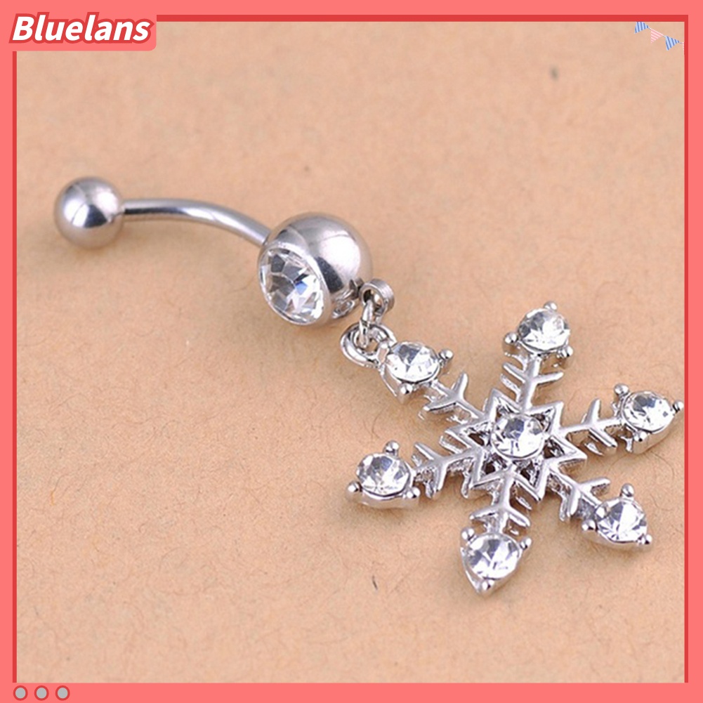 Cincin Tindik Pusar Model Menjuntai Desain Kepingan Salju Untuk Wanita