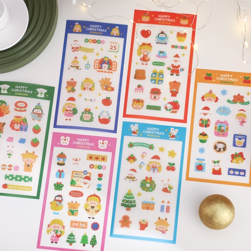 

DY PACK STICKER NATAL INS AESTHETIC STICKER PVC DEKORASI CHRISTMAS LUCU