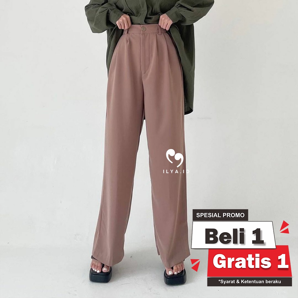 Jiso Pants (COKSU) - Loose Pants Trousers Highwaist Kulot Wanita - Celana Kulot Highwaist Bahan Jatuh BB 35-85 KG