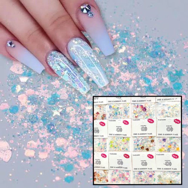 Topping kuku nail art sticker permata hiasan kuku topping resin topping glitter