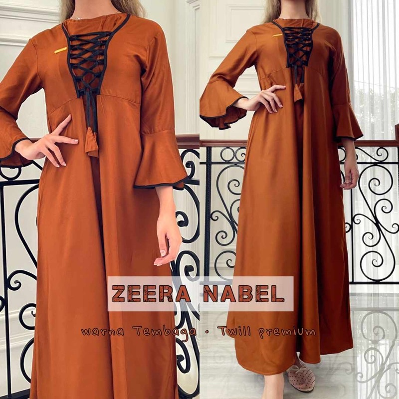 Daster Arab Zeera NABEL Long Dress Gamis Twill Premium
