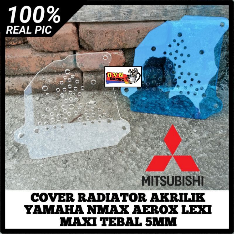 COVER TUTUP RADIATOR KACA AKRILIK YAMAHA NMAX N MAX NMAX AEROX LEXI MAXI MOTIF LOGO MOBIL MITSUBISHI