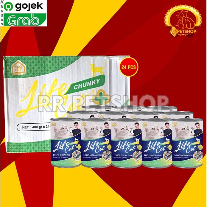 GOSEND Makanan Kucing Life cat Plus Wet Food Kaleng Dus 24Pcs 400gr