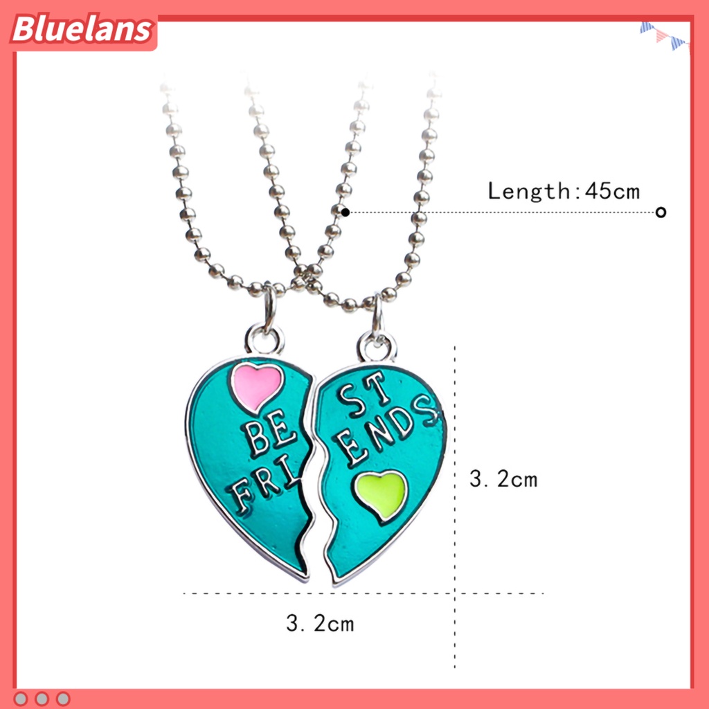 Bluelans 2Pcs Women Necklace Half Heart Splice Best Friends Alloy Friendship Pendant Matching Necklace Jewelry