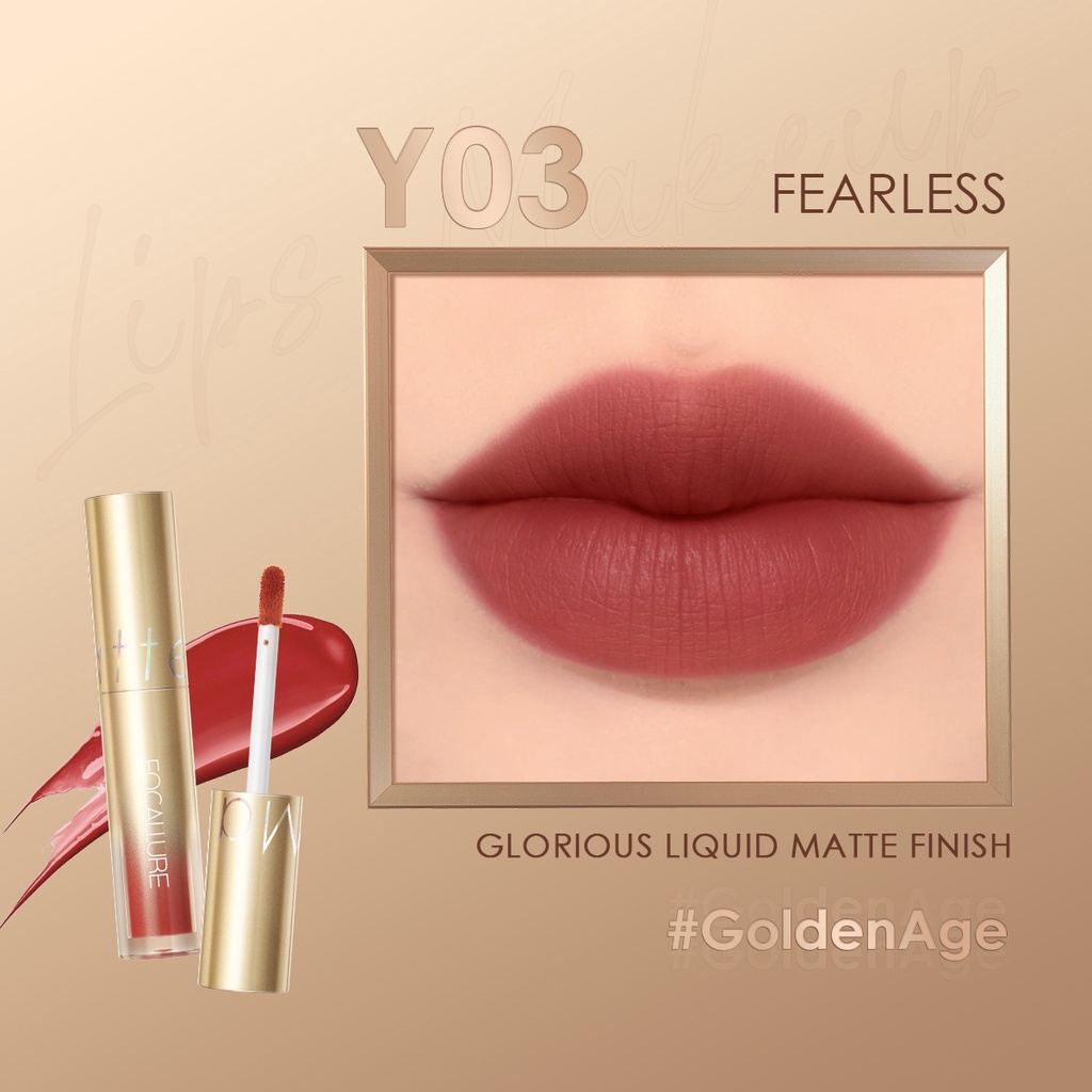 Focallure #GoldenAge Liquid Matte Lipstik Fast Dry Tahan air Lip Tint Lipstik Madam Kosmetik Lip Cream Matte  Orig FA245