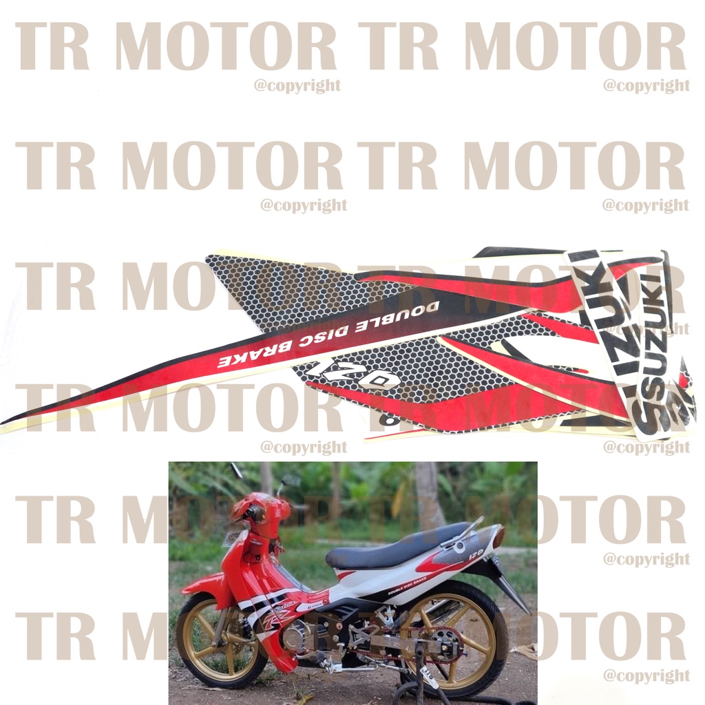 Stiker Motor Satria 2Tak Lumba Kotak Sticker Striping Lis Full Set Motor
