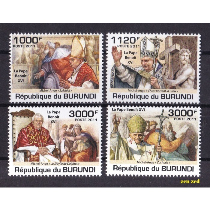 

0690 Perangko Burundi 2011 Pope Benedict XVI 4v Mnh