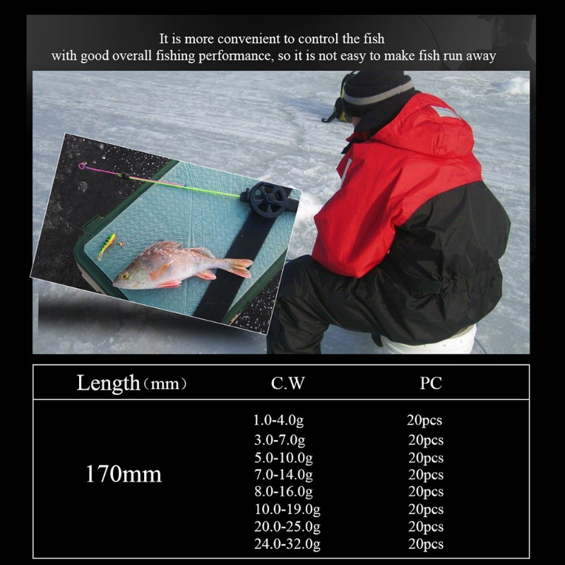 5pcs / set Joran Pancing Portable 170mm Bahan Stainless Steel Warna Acak Untuk Musim Dingin