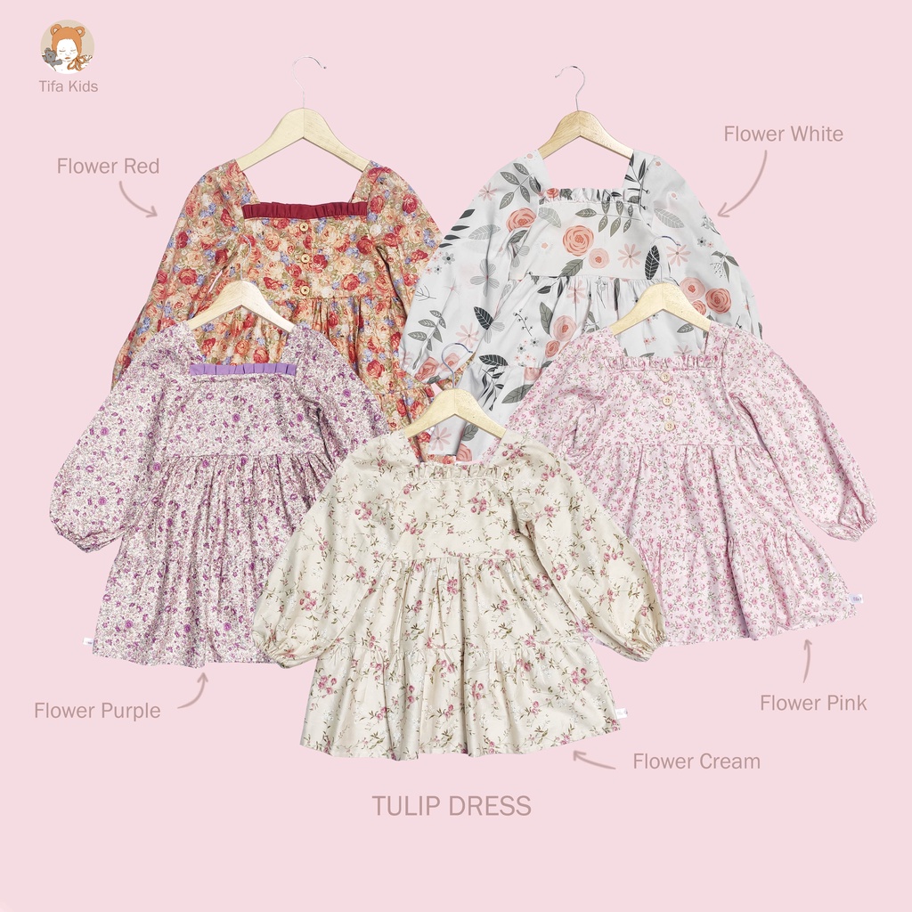 TULIP DRESS - Dress Anak Perempuan Katun Jepang Motif Bunga