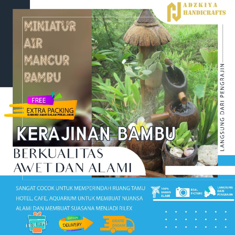 Kerajinan Unik Dari Bambu, Air Mancur, Air Terjun Bambu