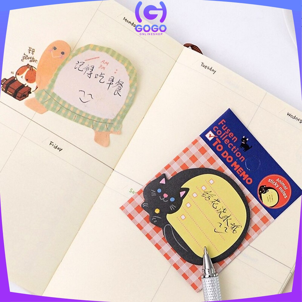 GOGO-A3 Sticky Notes Motif Binatang Tempelan Kertas Catatan Memo Note Karakter Animal Lucu Unik