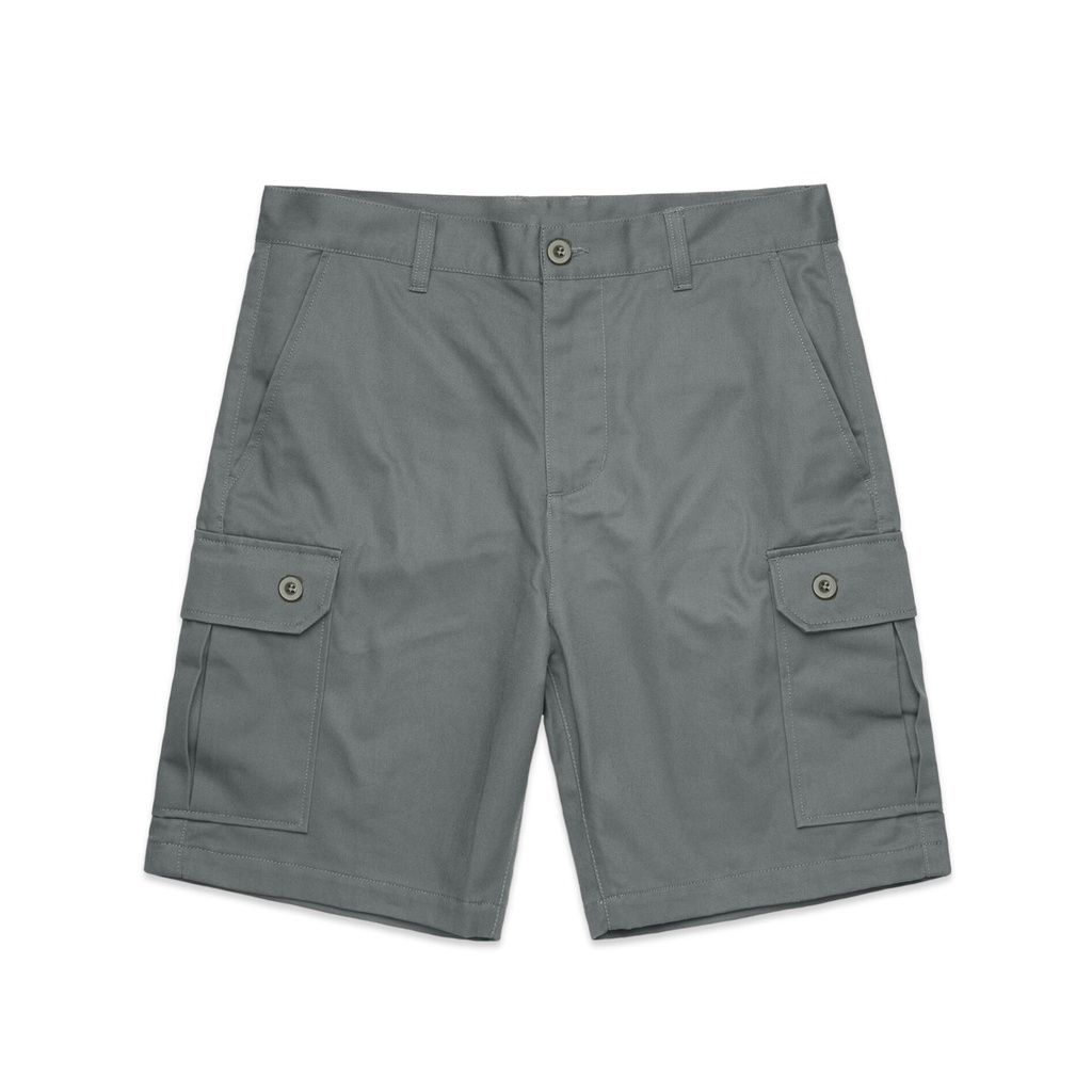 Celana Cargo Pendek Pria Polos Warna Abu Grey Bahan Twill Scotch Ukuran S-XL Kasual