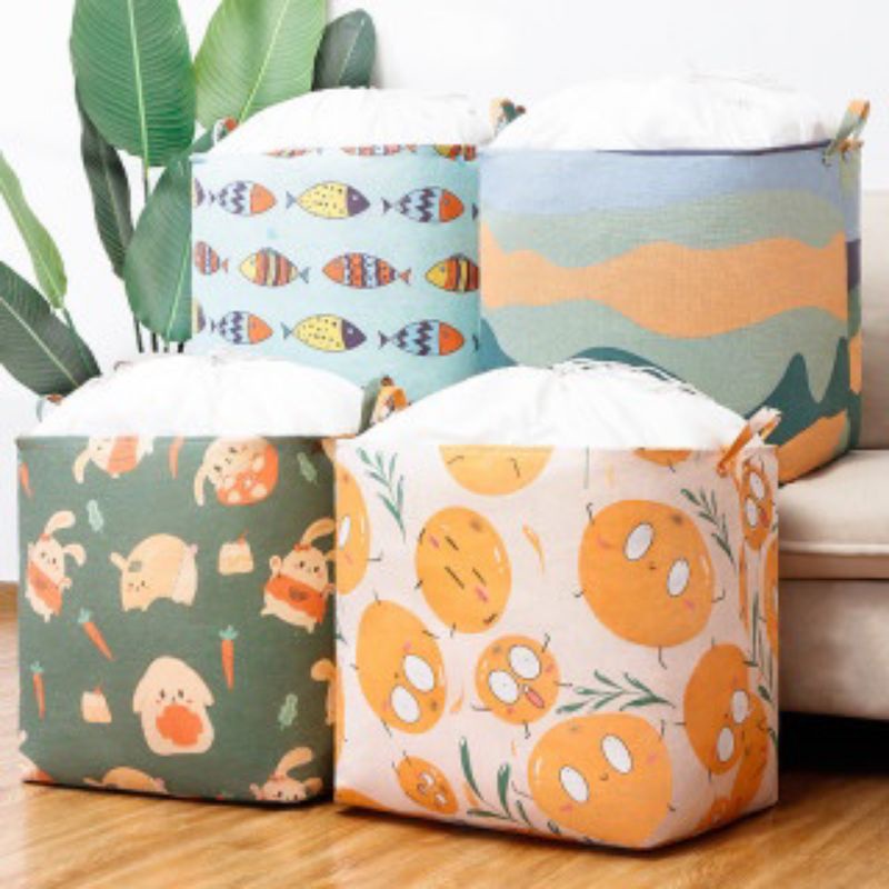 Tempat Penyimpanan Serbaguna/Keranjang Kain Lipat Portable Serut 100L