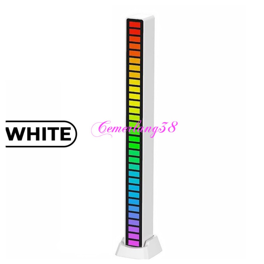 Lampu LED RGB Voice Sound Control Audio Spectrum Indicator Bar Rythm putih