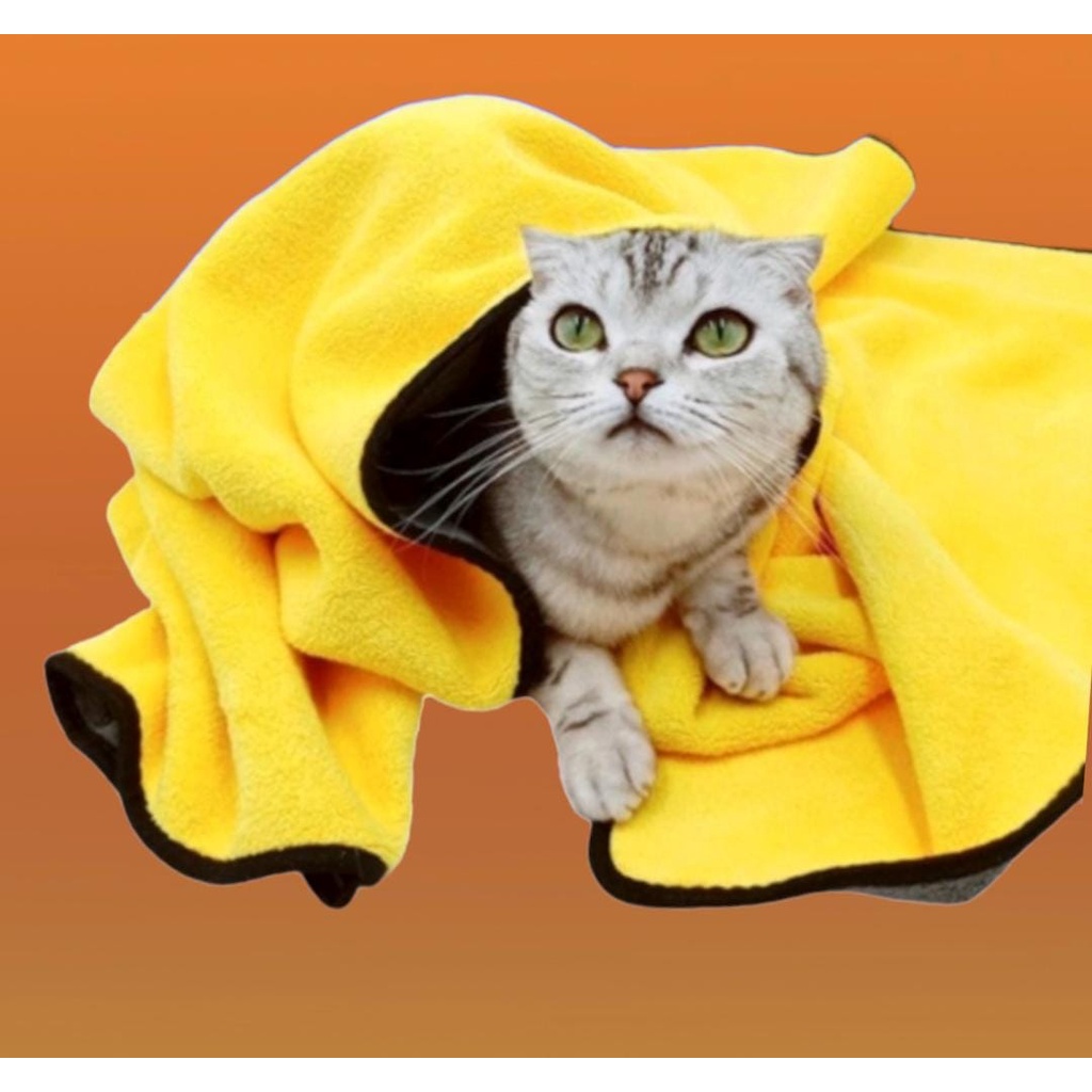 Handuk Grooming Abu Kuning Kucing Anjing Kelinci