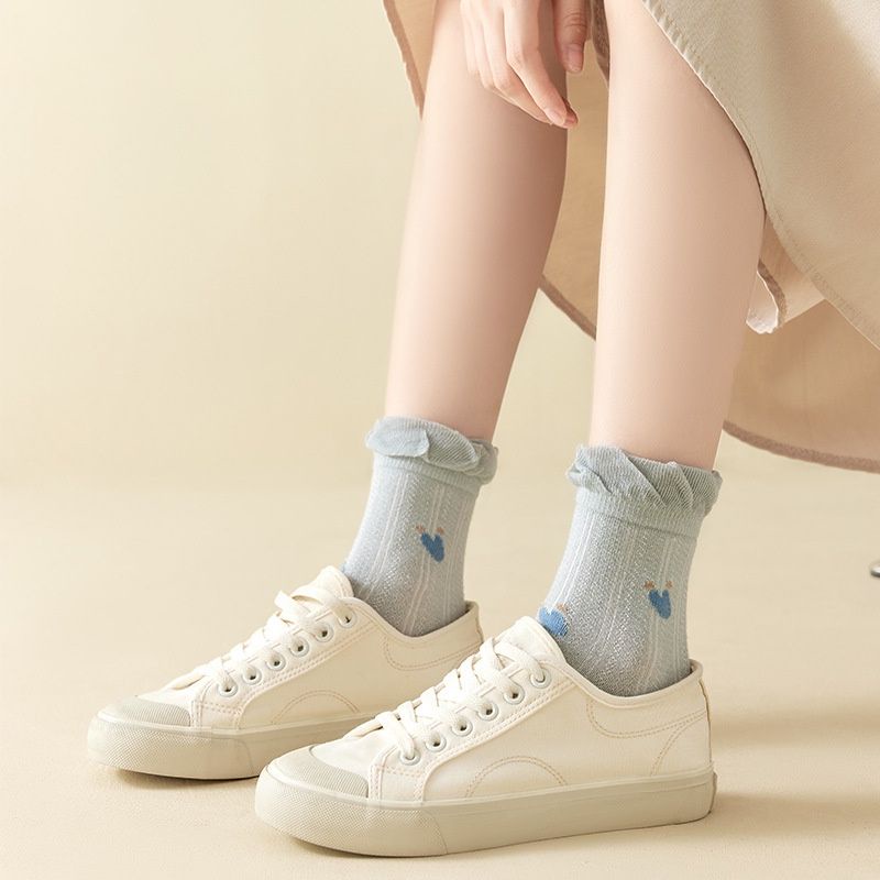 [COD] KAOS KAKI PANJANG WANITA RENDA MOTIF BUNGA CUTE IMPORT ALA KOREA KAOS KAKI FASHION WANITA