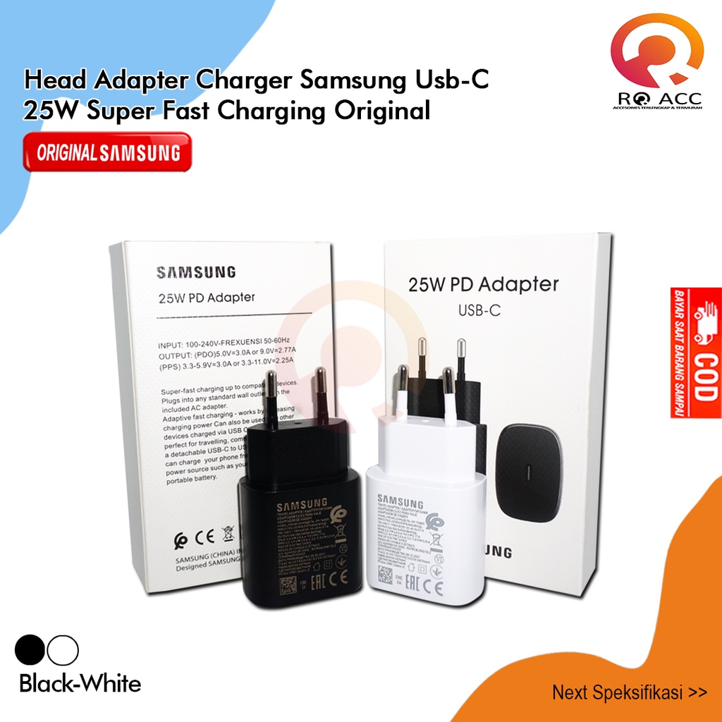 [RO ACC] HEAD ADAPTER CHARGER SAMSUNG USB C 25W SUPER FAST CHARGING ORIGINAL