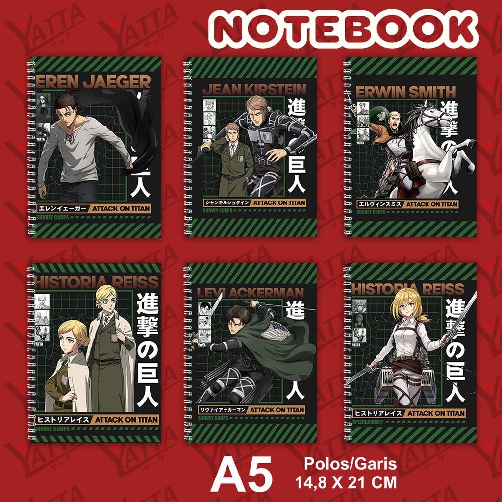 

Notebook Anime Ukuran A5 14,6 cm x 21 cm AOT Final Season Seri 1 YOTAKUSHOP
