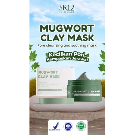 MUGWORT CLAY MASK SR12 / MASKER MUGWORT / TREND KOREA / KECILKAN PORI HEMPASKAN JERAWAT