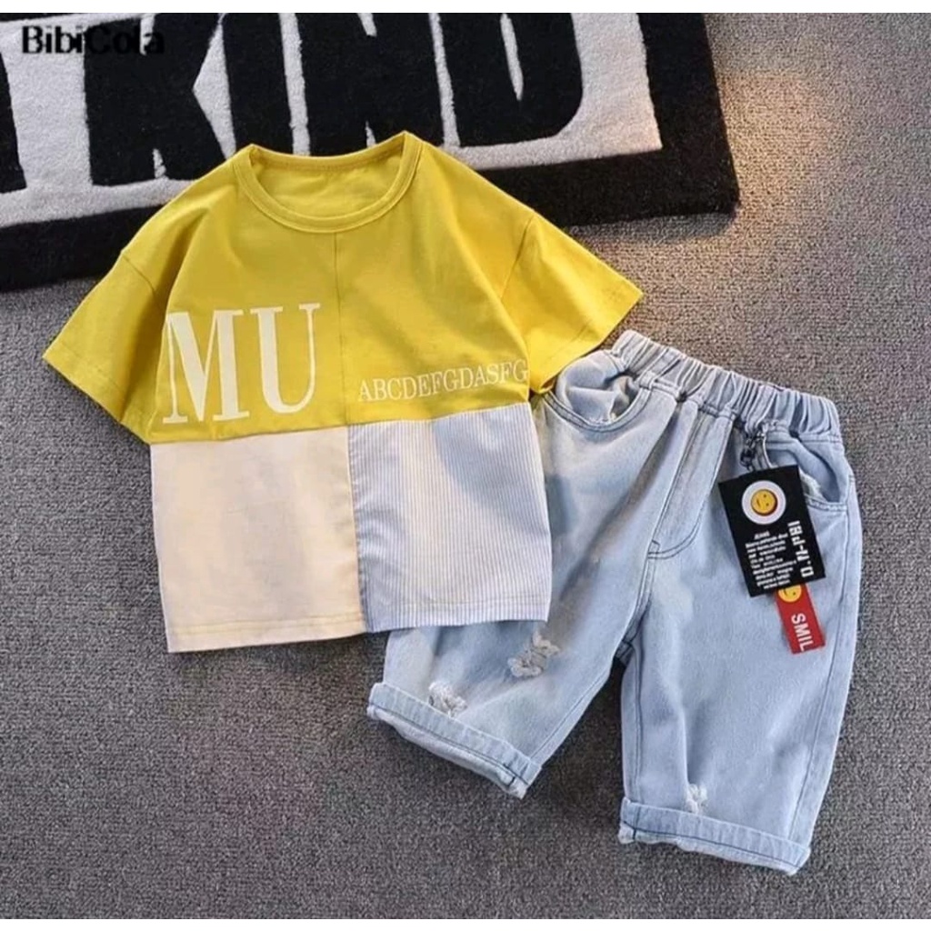 JEANS SET| SETELAN BAJU CELANA PENDEK DENIM MU ANAK LAKI-LAKI DAN PEREMPUAN UMUR 1-5 TAHUN SETELAN BAJU ANAK MUSIM PANAS TERBARU 2022