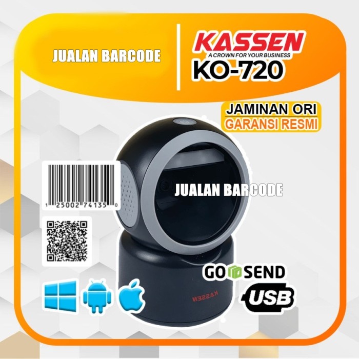 Scanner Kassen Ko-720 W 2D Dekstop Barcode Scanner Hands Free Imaging Area Usb